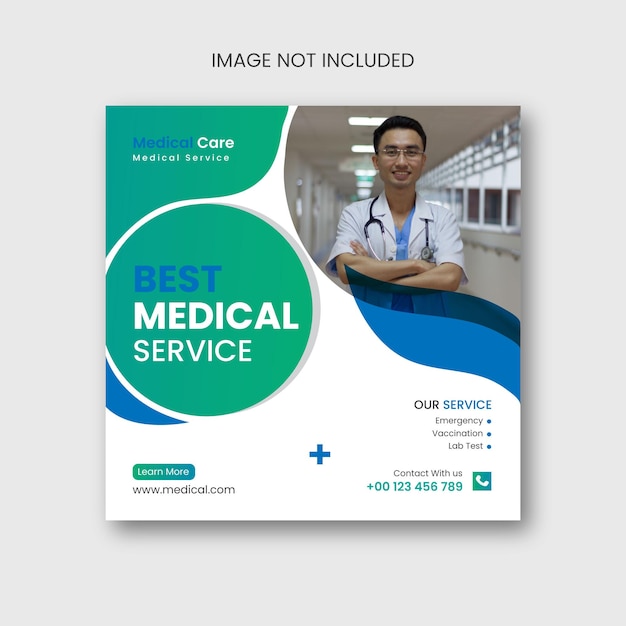 Medical social media template with Vector