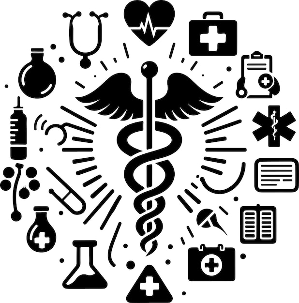 Vector medical symbol silhouette illustration