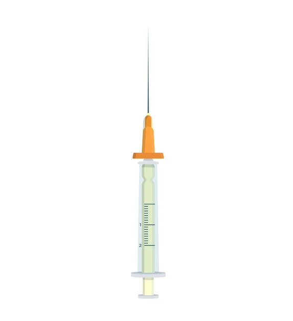 Medical syringe isolated Syringe for vaccination injections Flat vector illustration