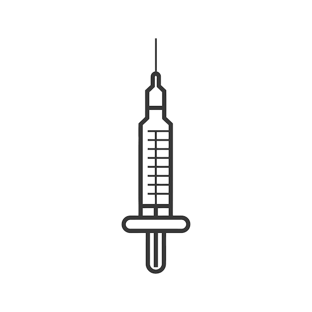 medical syringe in minimalist line art icon logo symbol