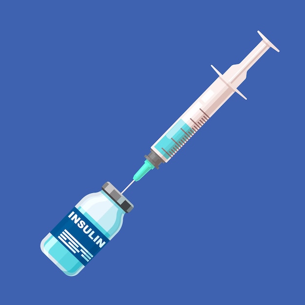 Medical syringe with a bottle of insulin