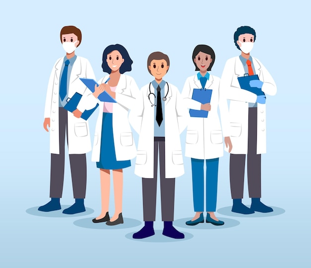 Medical Team Male and female doctors Cartoon characters Vector