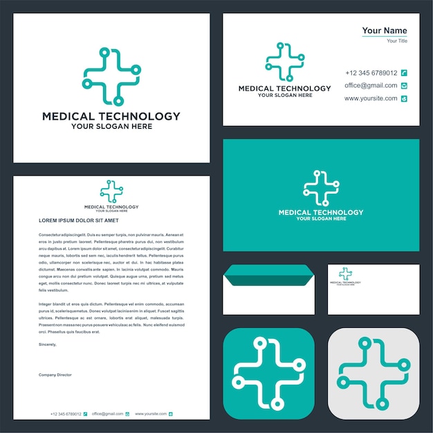 medical technology logo with business card