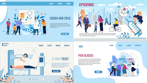 Medical Tests Treatment Methods Landing Page Set