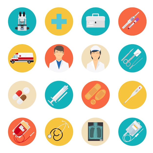 Medical tools and health care icons