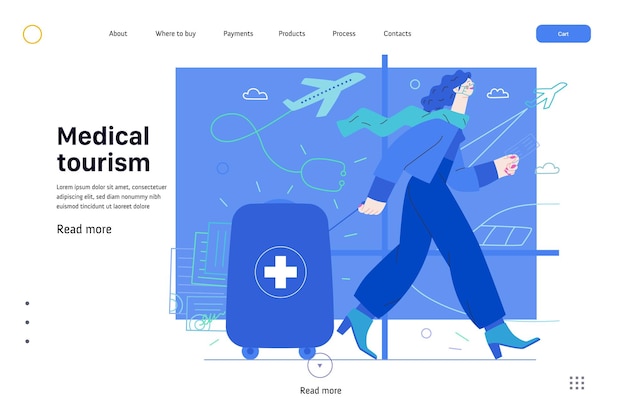 Vector medical tourism medical insurance web template modern flat vector