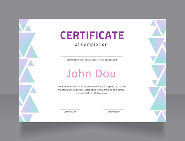 Medical training completion certificate design template