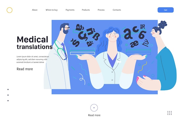 Vector medical translations medical insurance web template modern flat vector