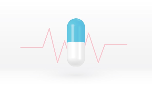 Medication Capsules Pills to normalize heart rate on white background