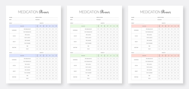 Medication Schedule Planner Template Set Minimalist planner pages template