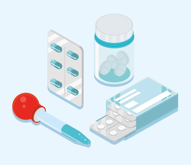 Medication set isometric