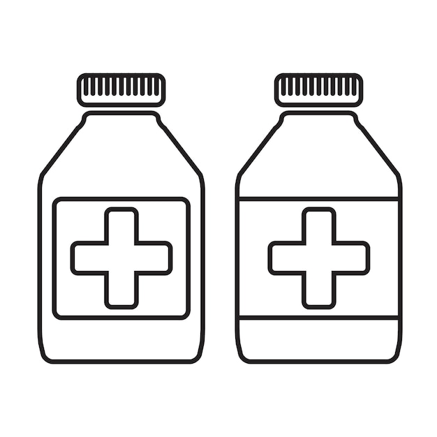 medicine bottle line art design, syrup bottle, vector illustration eps 10