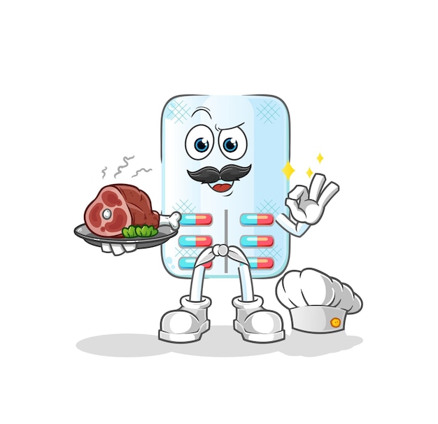 Medicine chef with meat mascot cartoon vector