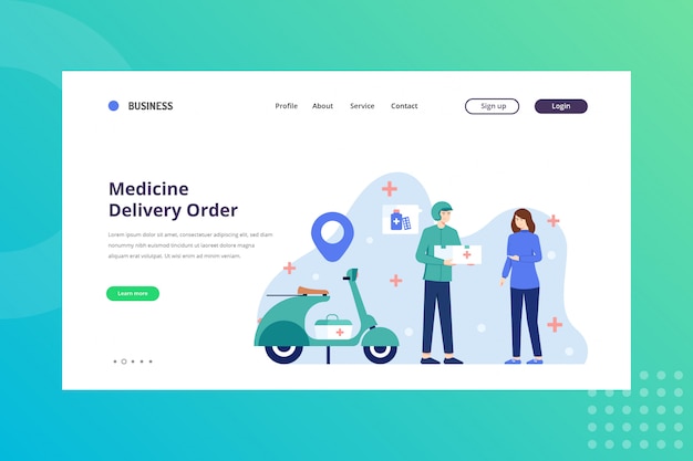 Medicine Delivery Order Illustration for Medical Concept on Landing Page