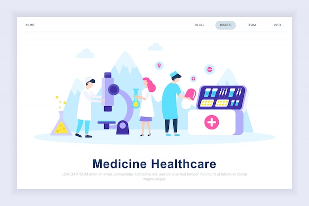 Medicine and healthcare modern flat landing page