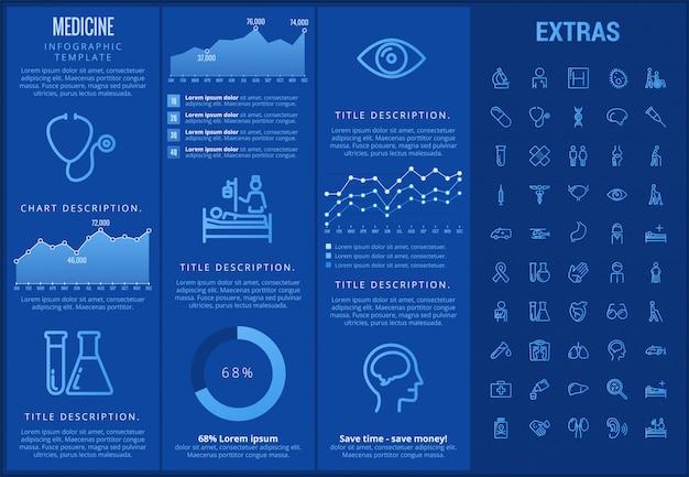 Vector medicine infographic template, elements and icons.