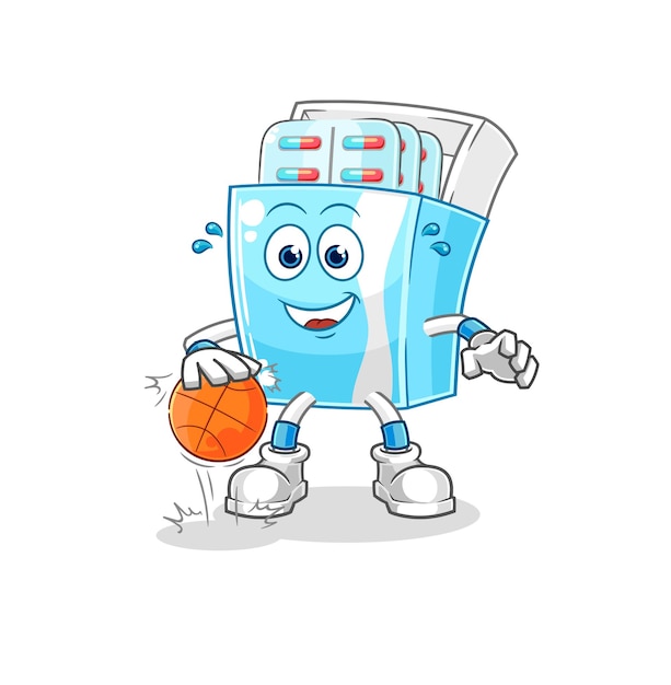 Medicine package dribble basketball character cartoon mascot vector