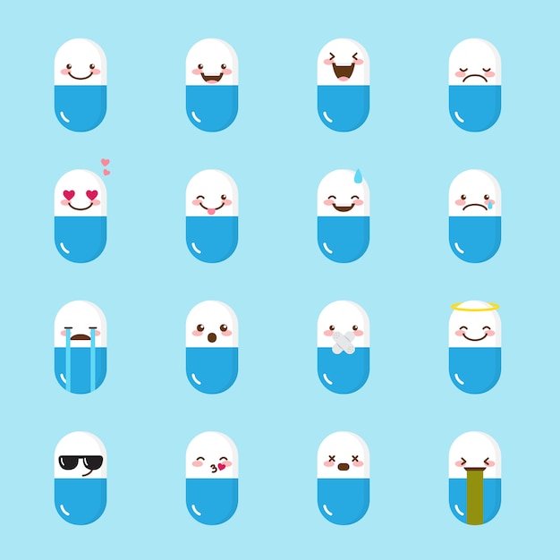 medicine pill emoji icon set