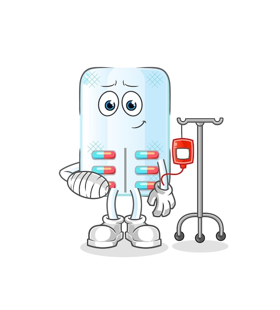 Medicine sick in IV illustration. character vector