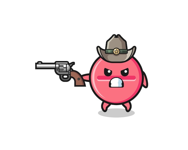 The medicine tablet cowboy shooting with a gun