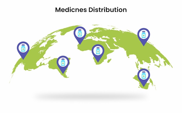 Medicines and vaccine distribution all over the world. vector concept for banner, website.