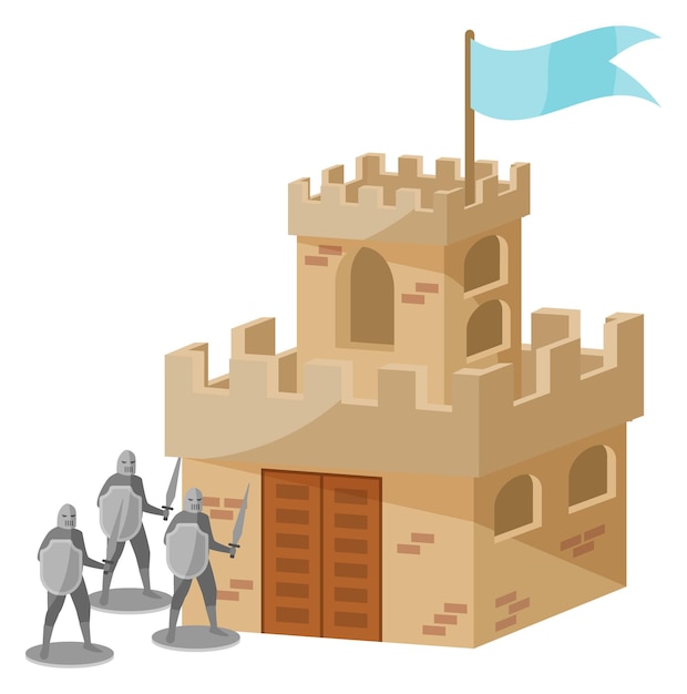 Medieval castle and knights Kid game toys cartoon icon