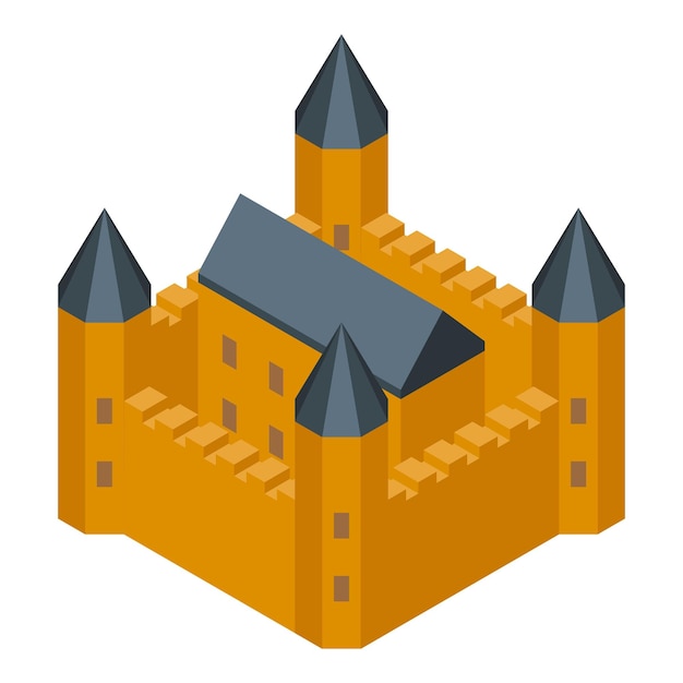 Vector medieval castle with towers isometric icon