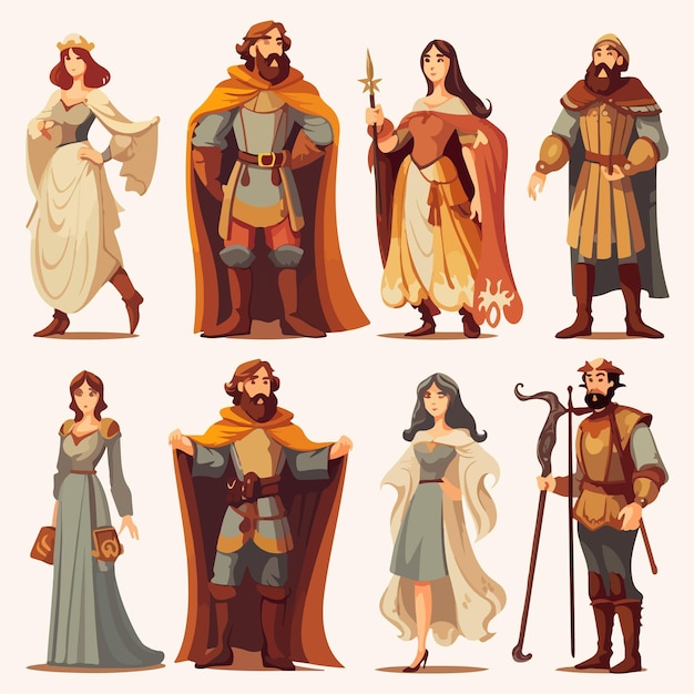 Medieval Character Illustration Set for Creative Projects