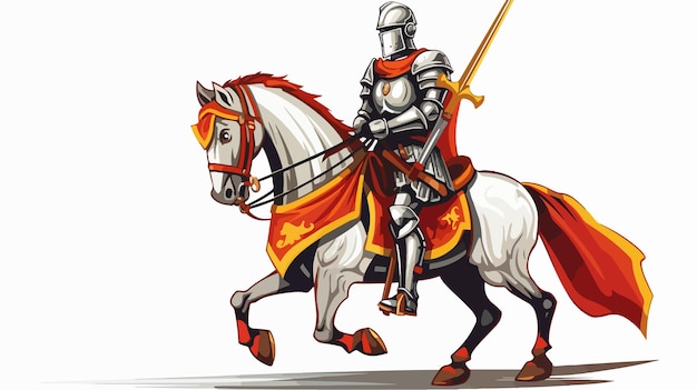 Medieval Knight in Armor Holding Lance Ready