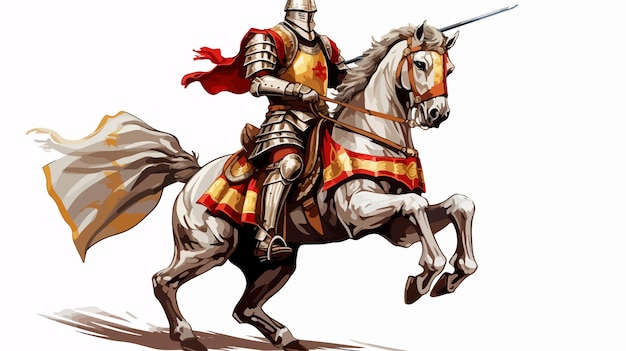 Medieval Knight in Armor Jousting on Horseback Drawing