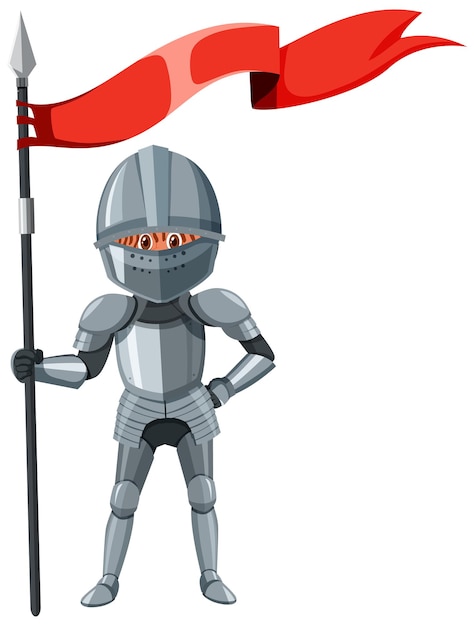 Medieval knight holding red flag