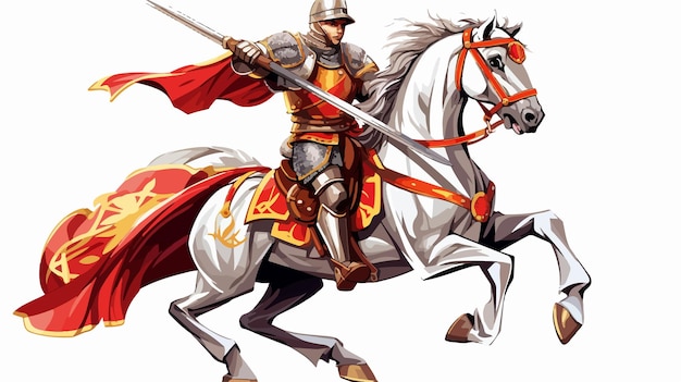 Medieval Knight on Horse with Lance Ready for Battle