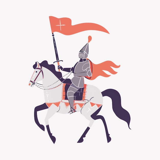 Vector medieval knight on horseback illustration