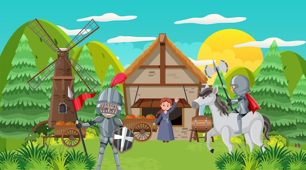 Medieval military camp scene