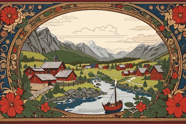 Vector medieval norway ancient traditional background