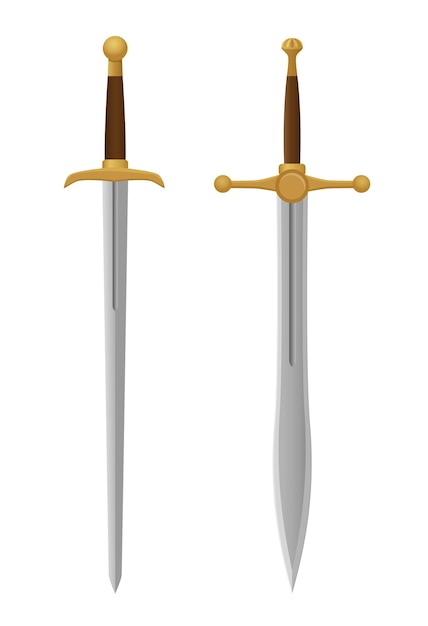 Medieval Sword Blade weapon collection set illustration vector