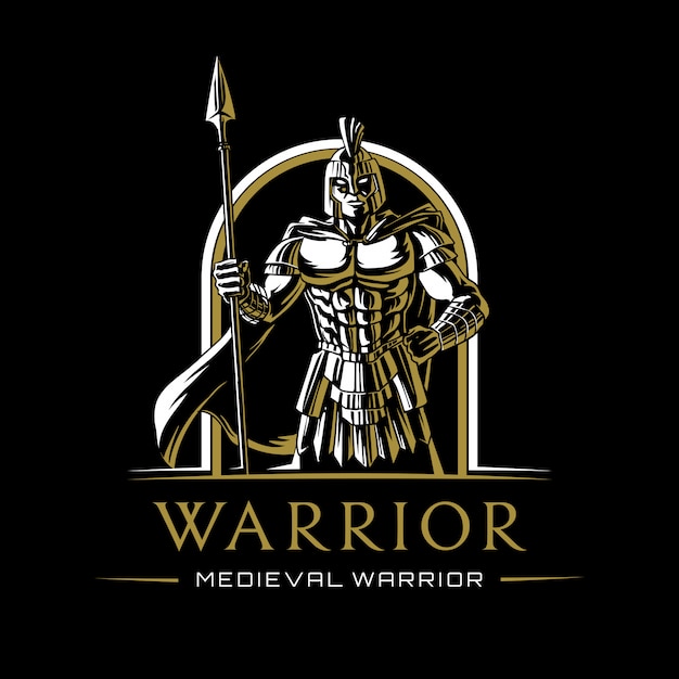 Medieval warrior illustration logo 