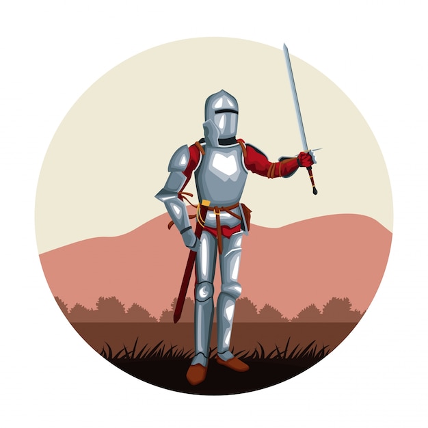 Medieval warrior round icon