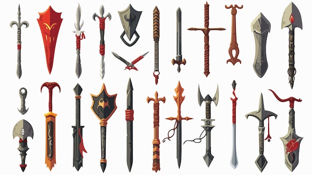 Vector medieval weapons set authentic and formidable collection