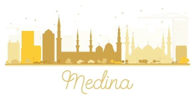 Medina City skyline golden silhouette. Vector illustration. Simple flat concept for tourism presentation, banner, placard or web site. Cityscape with landmarks