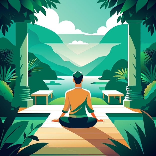 Vector meditate vector illustration flat 2