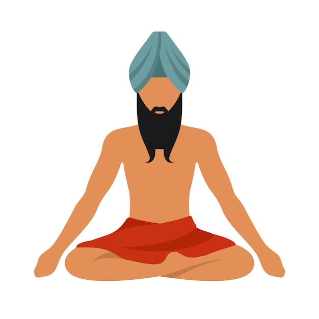 Vector meditating yogi. man sitting in lotus position practicing yoga exercise.