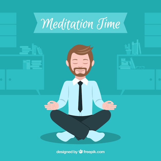 Meditation concept with businessman