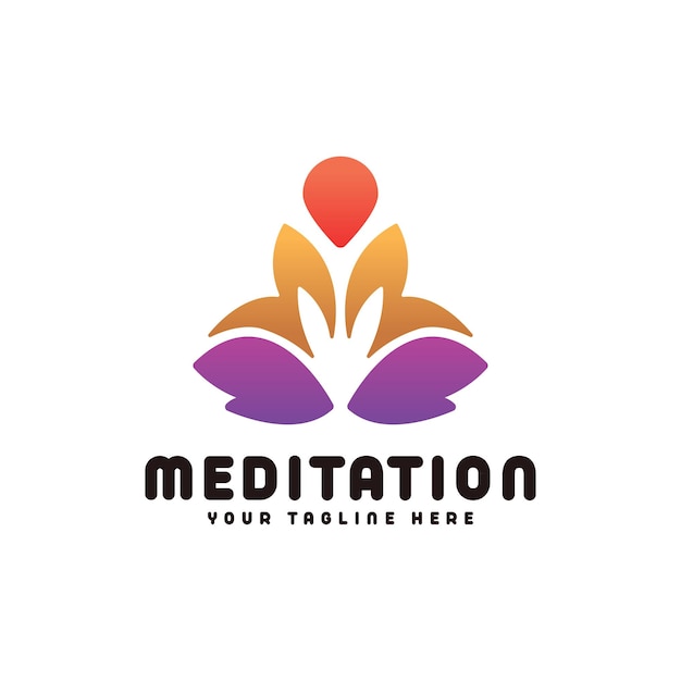 Meditation logo design with concept human doing yoga vector illustration