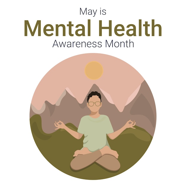 Vector meditation may is mental health awareness month