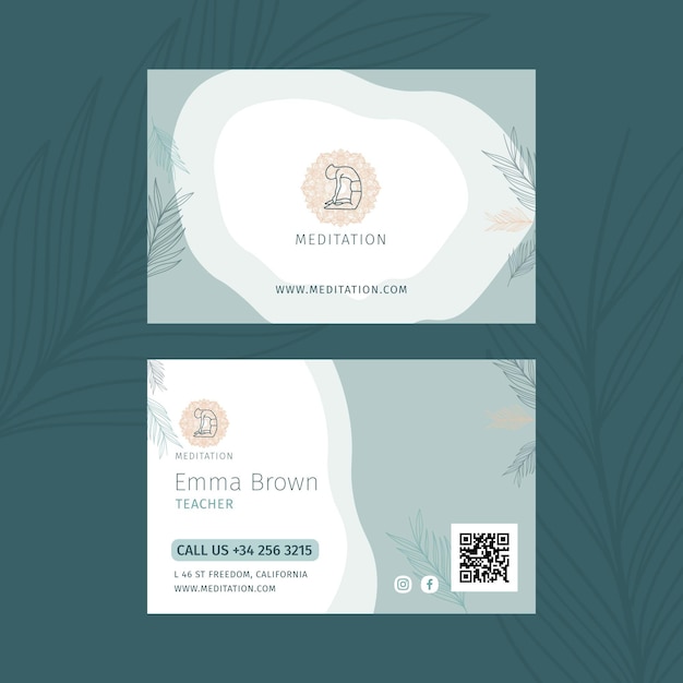 Meditation and mindfulness horizontal business card