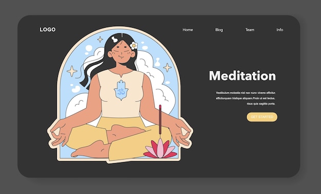 Meditation practice illustration a tranquil figure in lotus pose fostering inner peace and