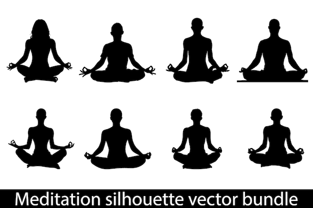 Meditation silhouette vector Yoga silhouette padmasana Meditation position Yoga pose