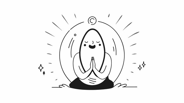 Vector meditation vector illustration doodle line art