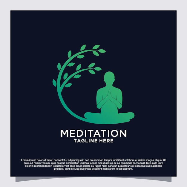 Meditation yoga logo design concept Premium Vector